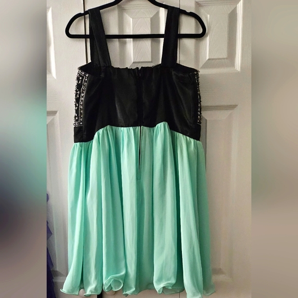 Deb RhinestoneTeal Strapless Dress - Picture 3 of 5